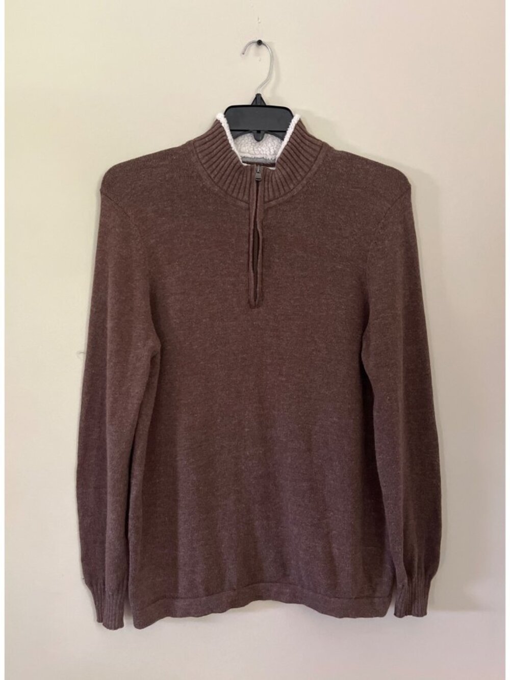 Joseph Abboud Mens Medium 1/4 Zip Brown Pullover Sweater Long Sleeve